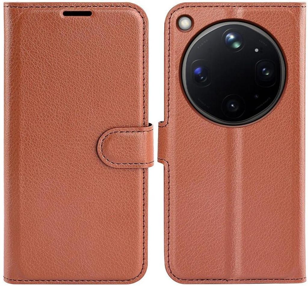 Hülle für Oppo Find X9 Ultra - Phonesta Litchi Skin Book Wallet Klapphülle - Braun