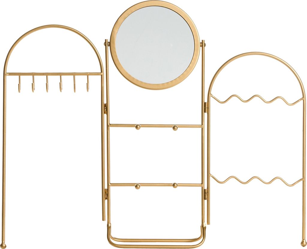 BELIANI Schmuckständer mit Spiegel Gold Metall-Schminkspiegel Schmuckhalter Schlafzimmer-Accessoires Glam-Stil