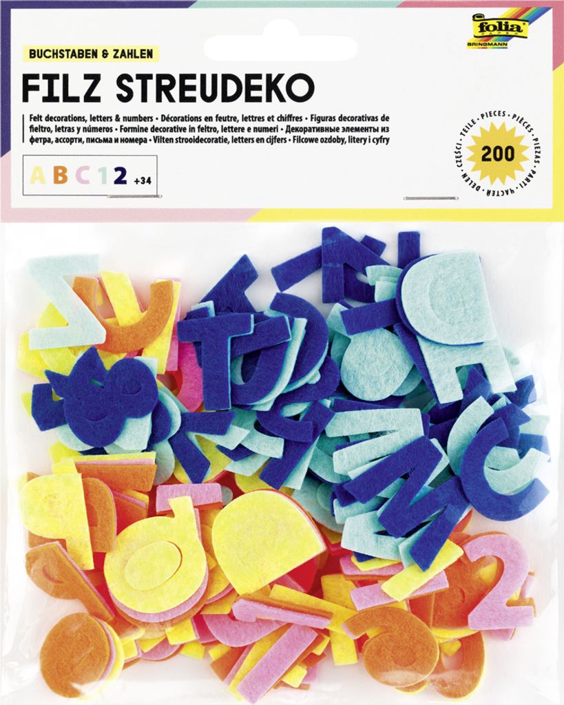 folia Filz-Streudeko "Buchstaben & Zahlen" 200 Teile