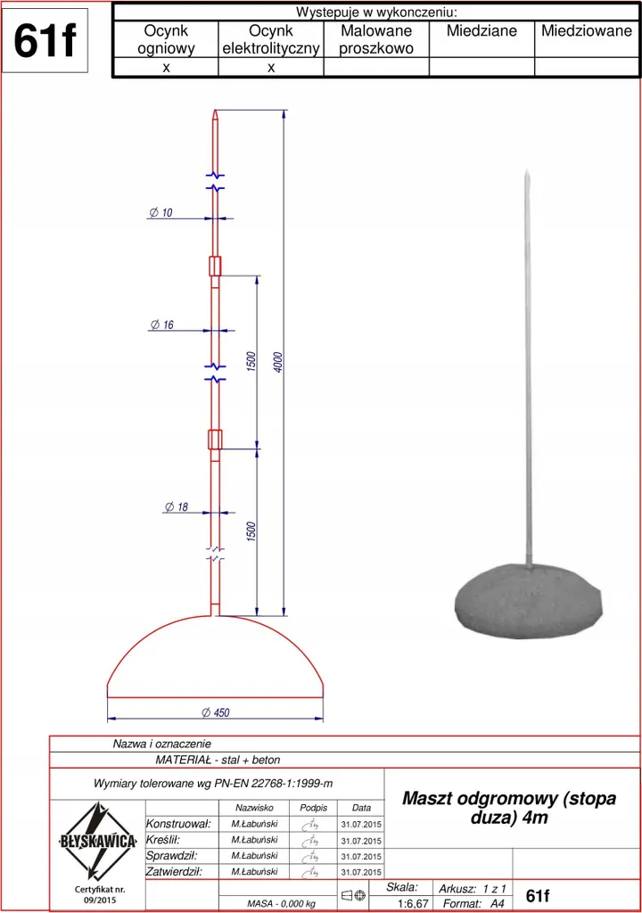 Mât de Protection Foudre 4m Blitzschutzmast Résistant Vent Zone I-III