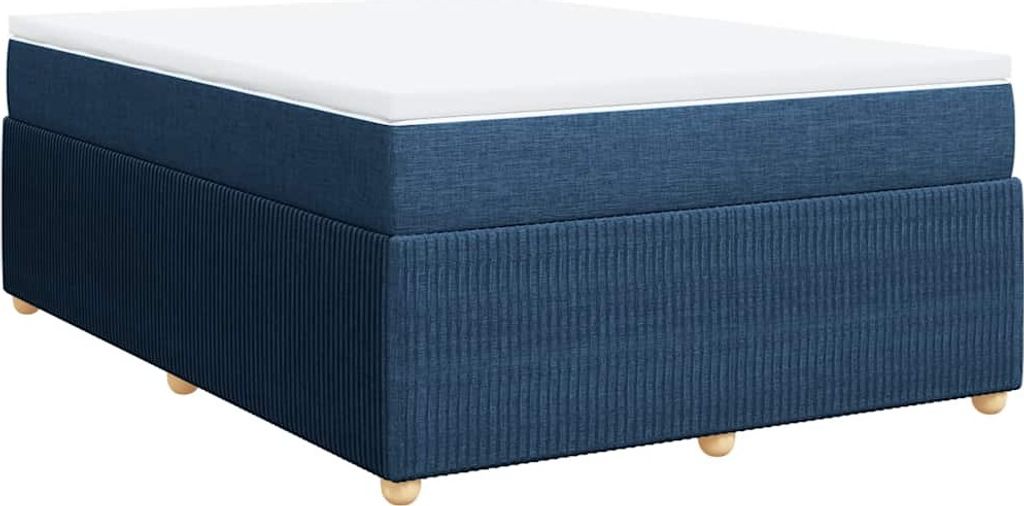 vidaXL Boxspringbett mit Matratze Blau 160x200 cm Stoff