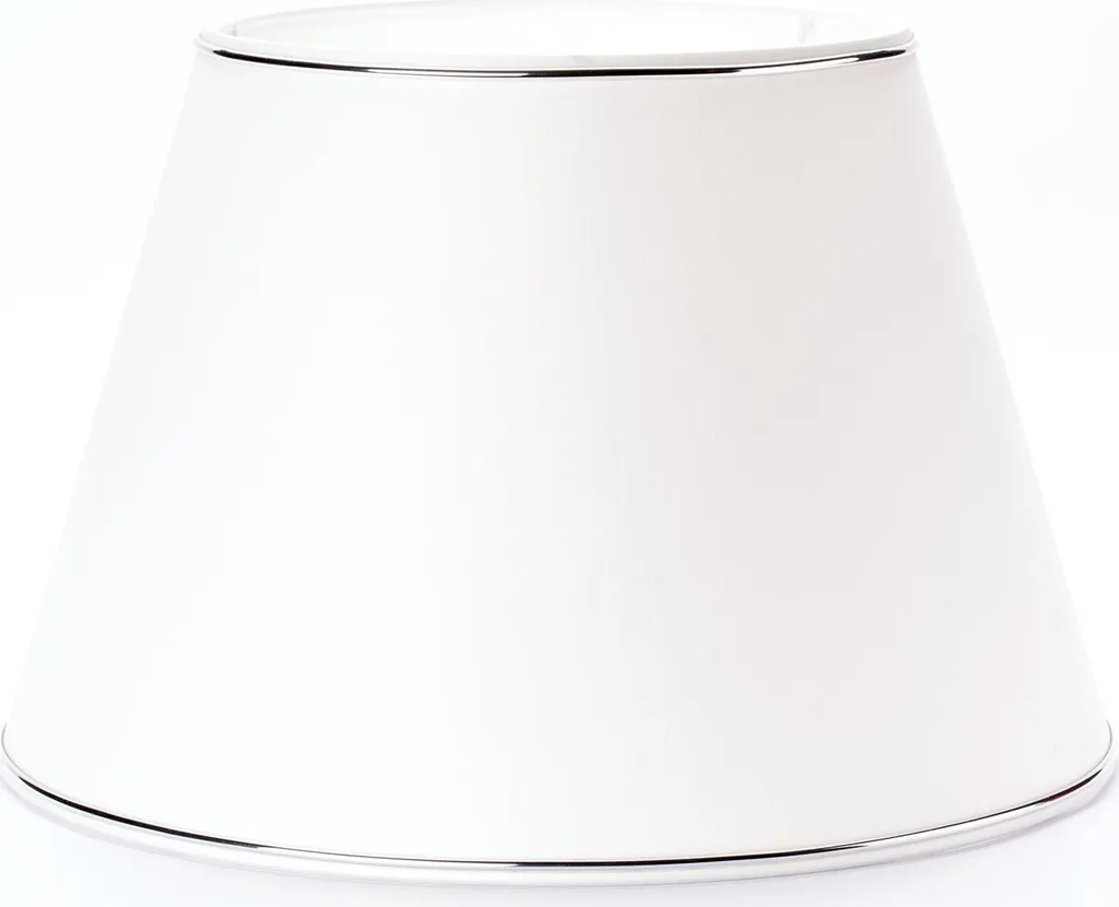 Abat-jour en chintz blanc rond 32cm avec bord argenté de haute qualité