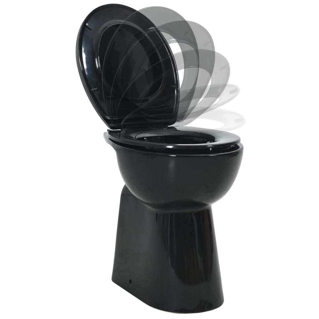 Hochwertigen Möbel Hänge-WCs - Schwarz Randloses WC 7cm Extra Höhe Soft-Close Keramik Schwarz NEU6241781