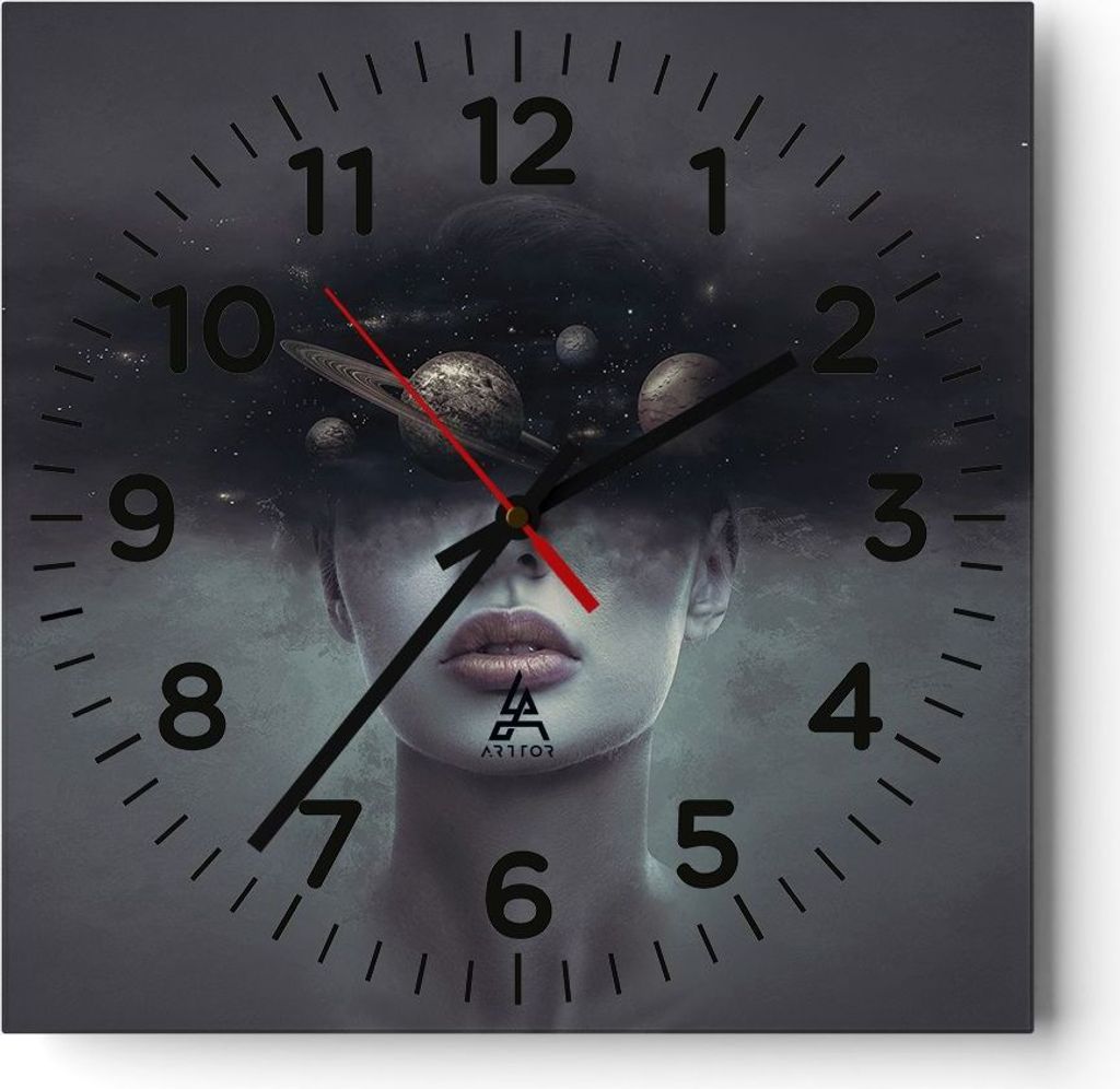 Wanduhr - Quadrat - Glasuhr - Quinoa Frau Gesicht - 30x30cm Produktbild 