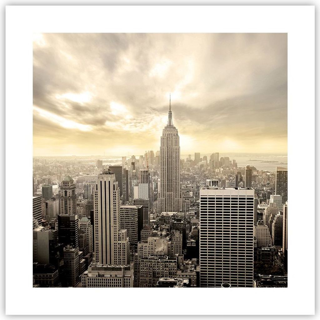 Poster - Poster ohne Rahmen - Stadt Wolkenkratzer Manhattan New York - 40x40 cm - Wand Bild - Wanddeko - Wandbilder - Kunstposter - Wandposter - Bi...