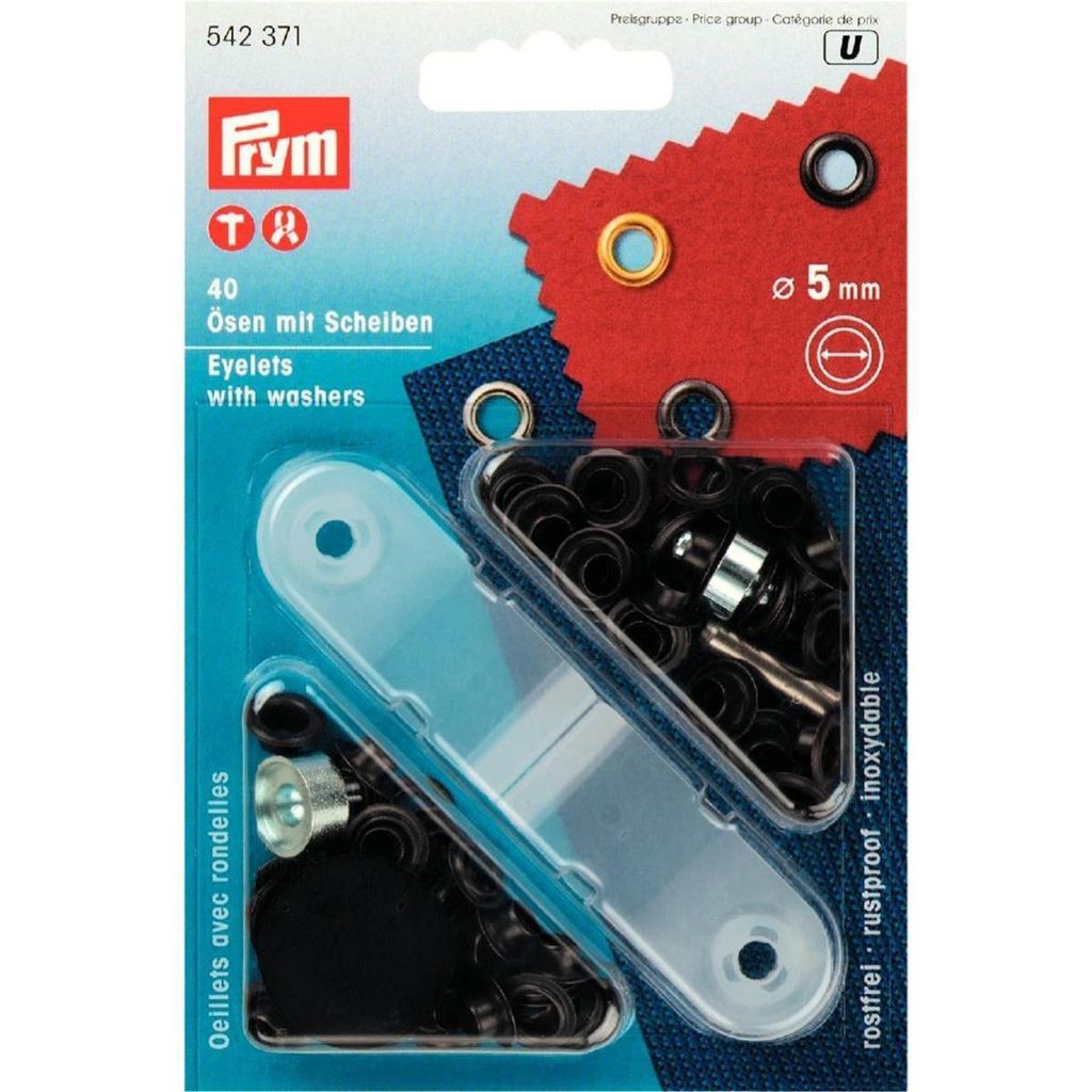 PRYM Ösen und Scheiben, Ø 5,0 mm, brüniert