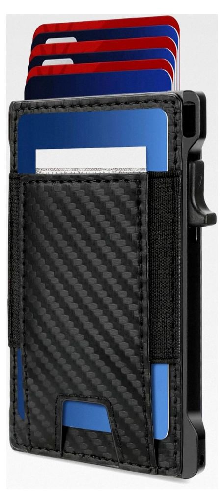 Kreditkartenetui für Herren, Slim Wallet mit Münzfach und dehnbarem Geldscheinfach, minimalistisches Metall-Aluminium-Portemonnaie mit Pop-up-Kar...