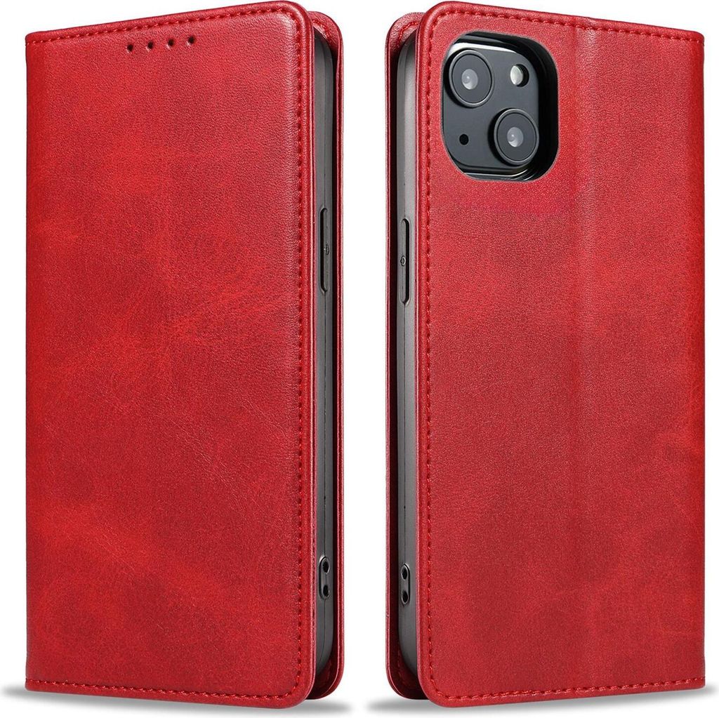 Handyhülle für Apple iPhone 13 Kunstleder Flip Cover Hülle Handytasche Case Kartenfach Farbe: Rot