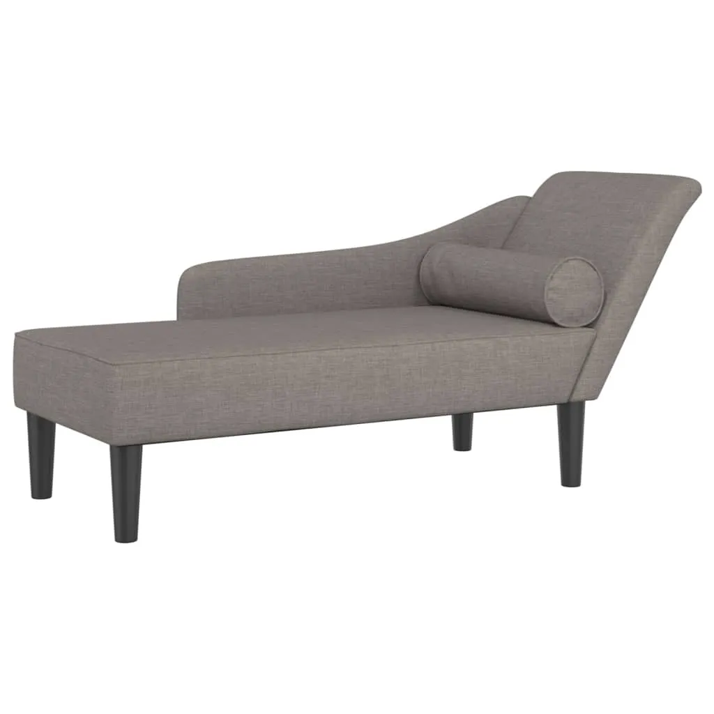 vidaXL Chaise longue con cuscino in tessuto Taupe