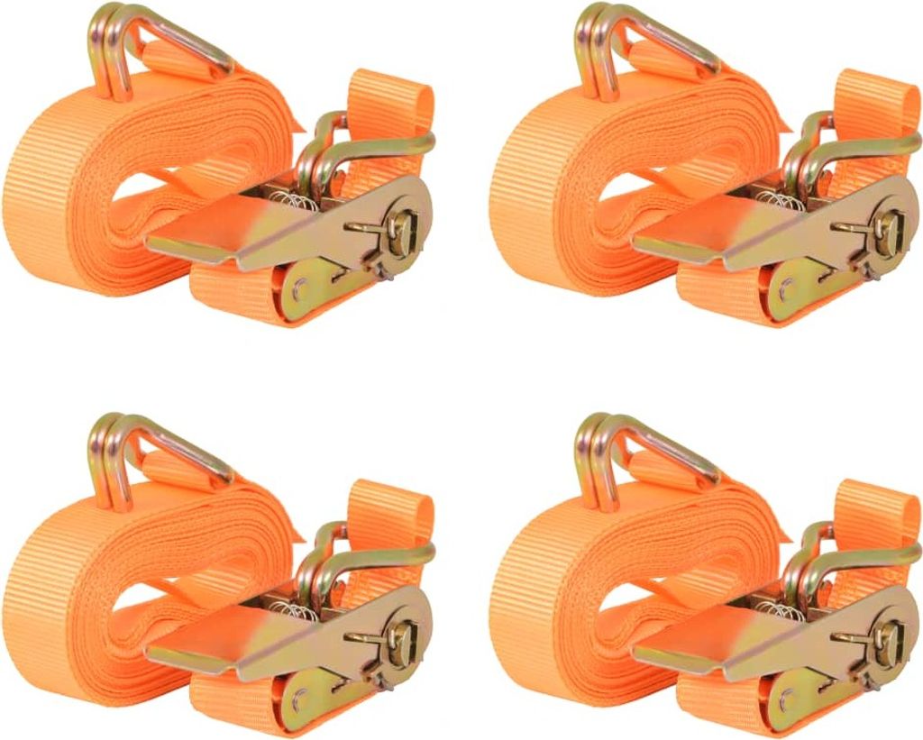 The Living Store Ratschen-Spanngurte 4 Stk 0,4 Tonnen 6m×25mm Orange
