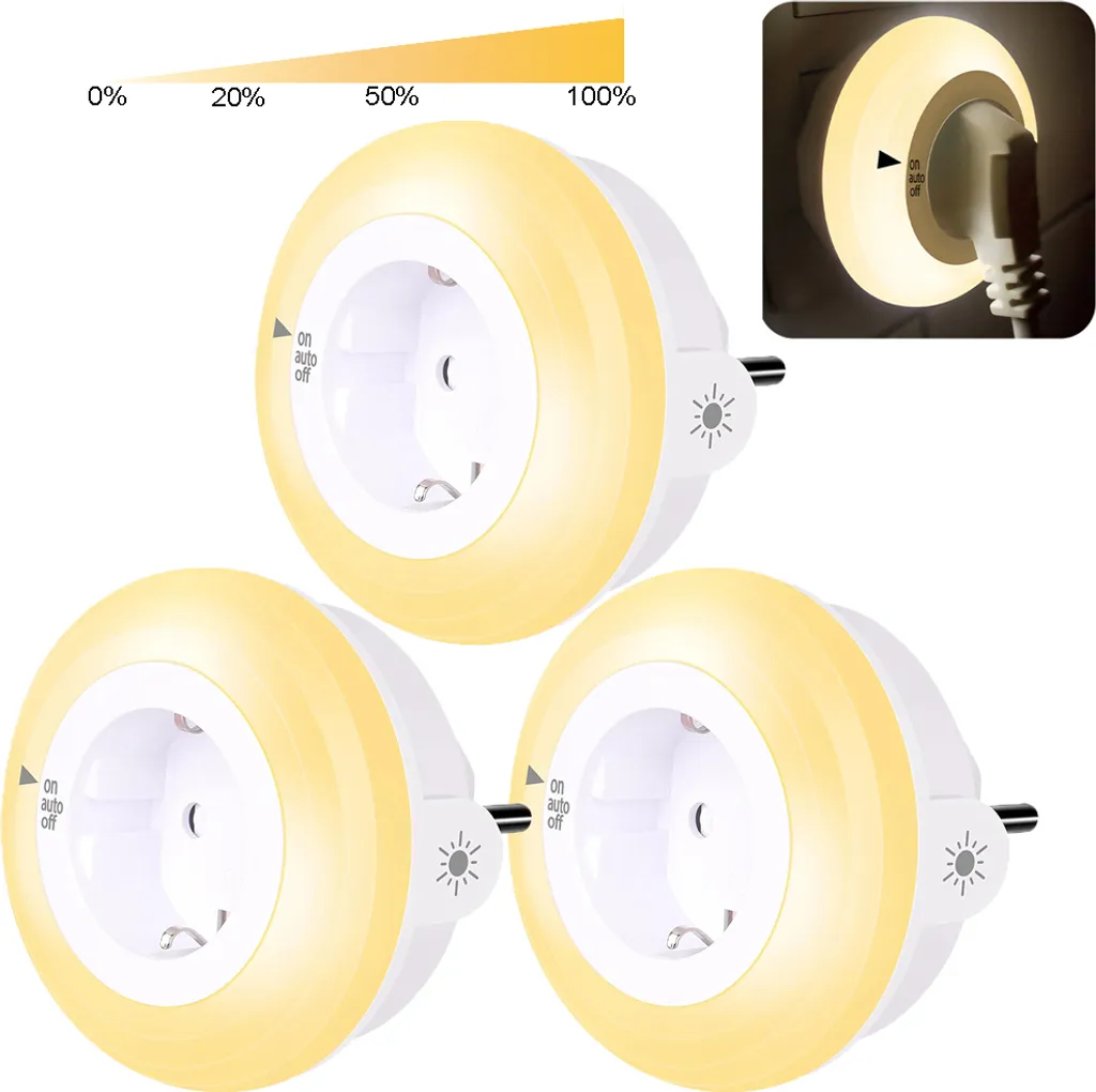 Veilleuse LED Gradable avec Capteur de Luminosité pour Chambre et Salon