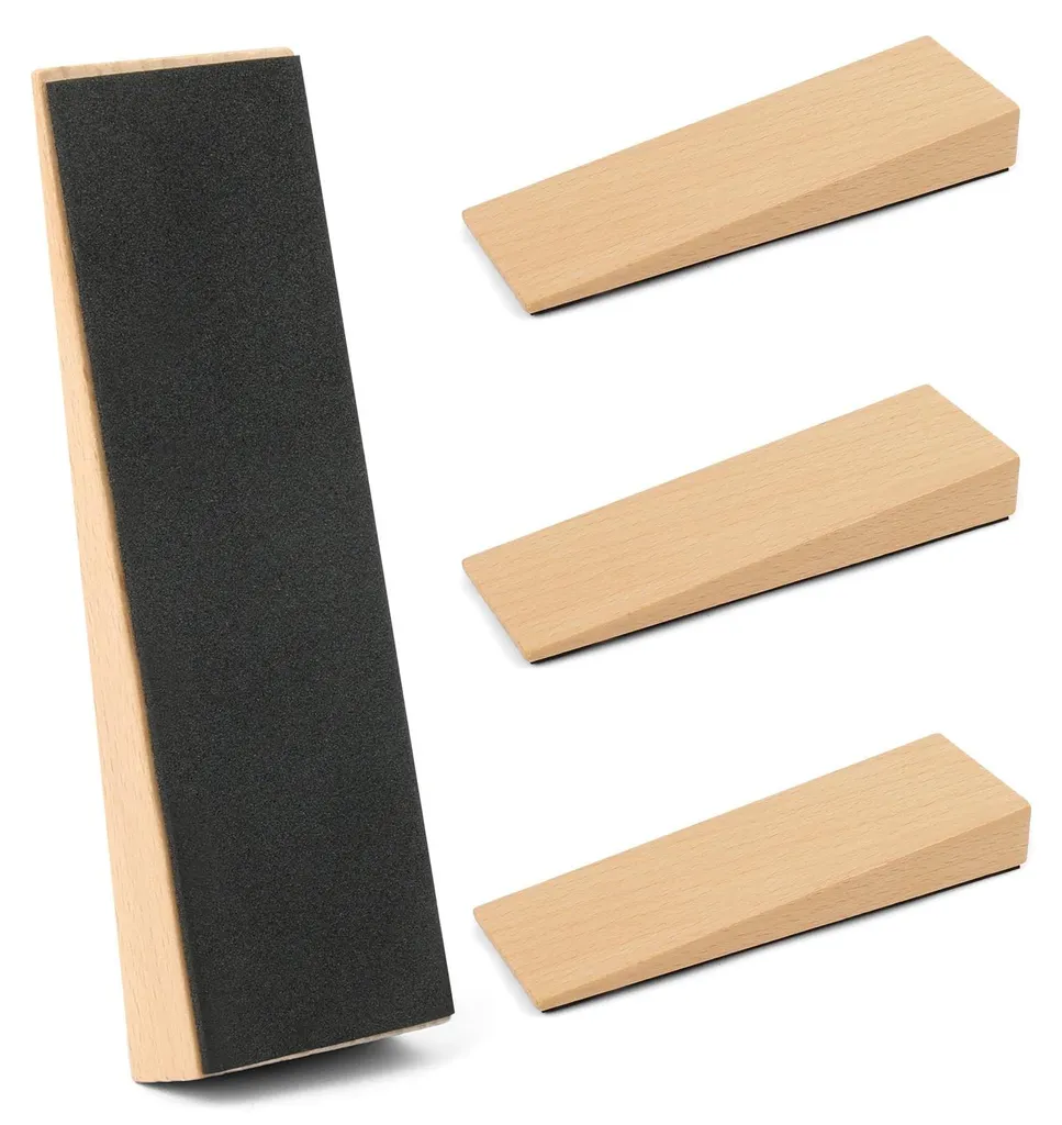 Butée de porte anti-claquement en bois - Solution sol glissant x4