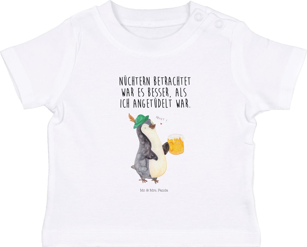 Mr. & Mrs. Panda  T-Shirt Pinguin Bier 0. - 6. Monat - Weiß Produktbild 
