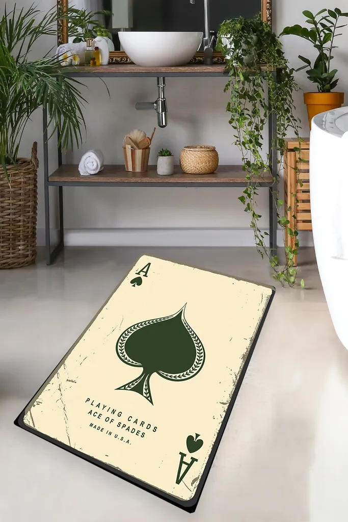 Tapis de sortie de bain design cartes à jouer pour salle de bain moderne