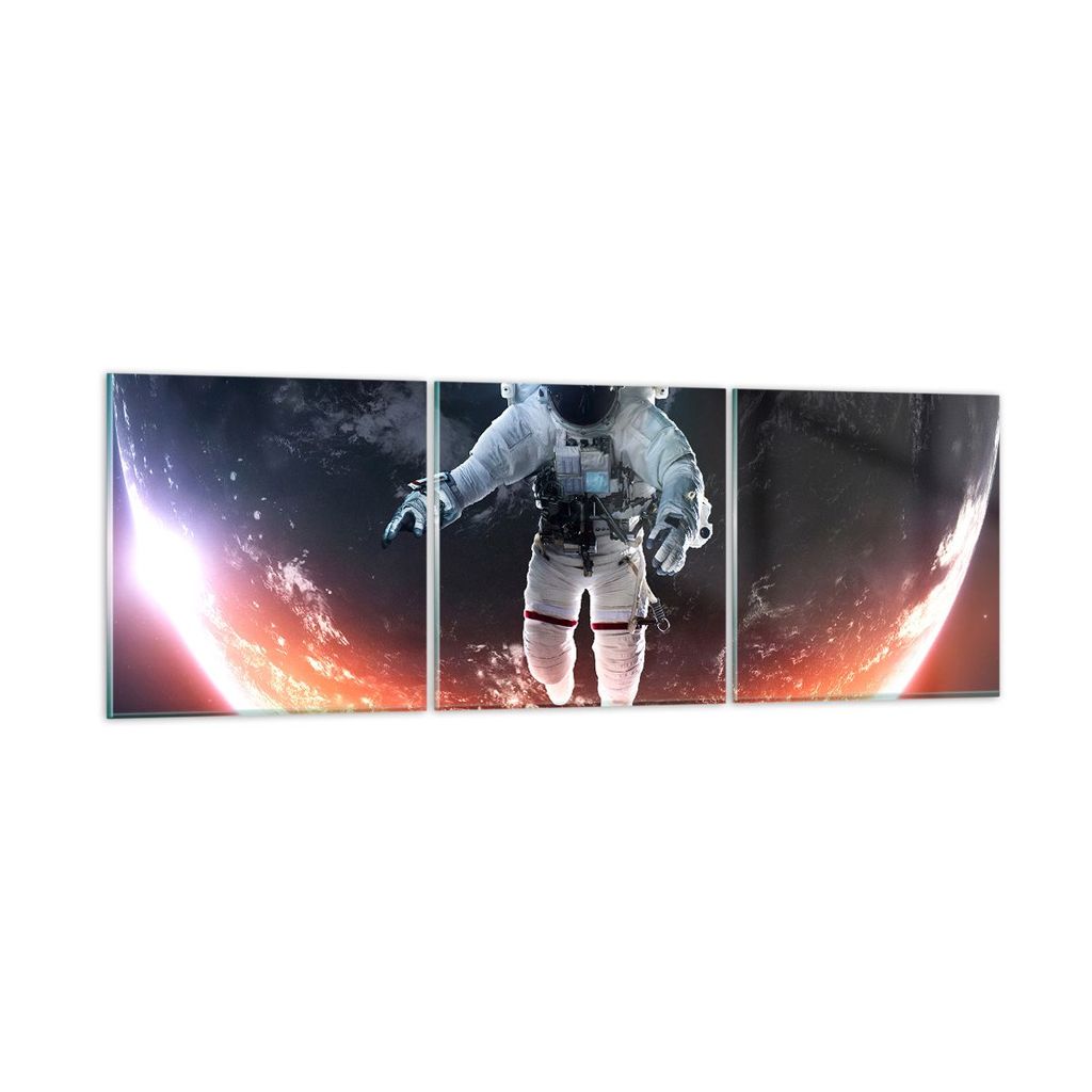 Bilder auf glas - Kosmonaut Weltraum - 150x50cm - Glasbilder - Wandbilder - Kunstdruck - zum Aufhängen bereit - Wanddekoration aus Glas - Glas Bil...