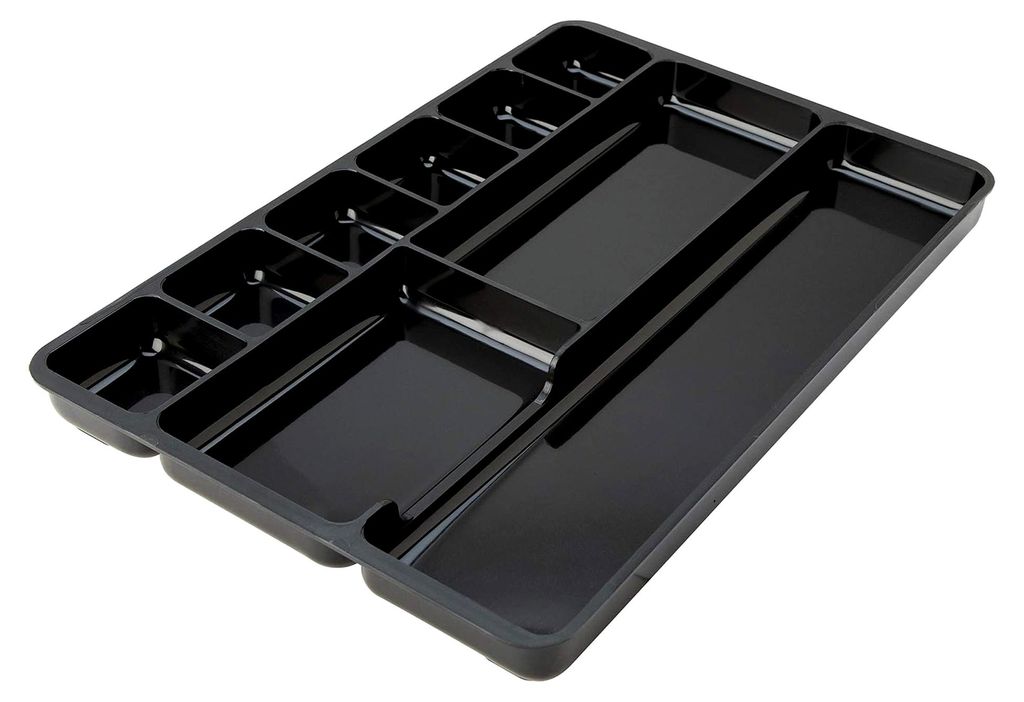 Schubladen-Organizer, 9 Fächer, 14" B x 9-3/8" T x 1-1/4" H, Schwarz, Lieferung als 1 Stück