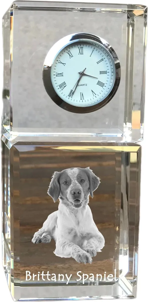 Art-Dog Orologio da Tavolo Breton Spaniel in Cristallo di Lusso