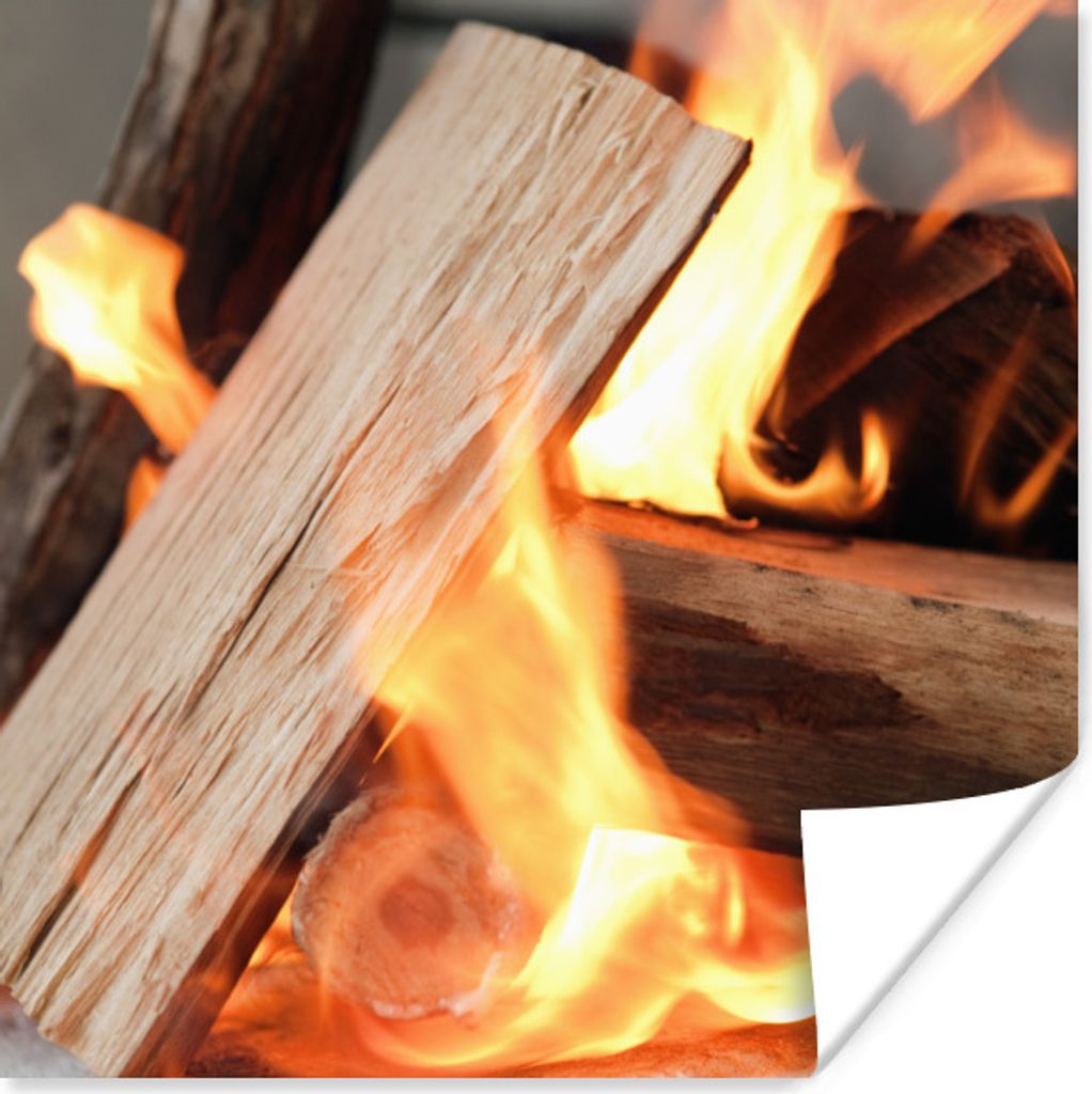 MuchoWow Poster Holzverbrennung am offenen Feuer 30x30 cm - Wandposter - Printing
