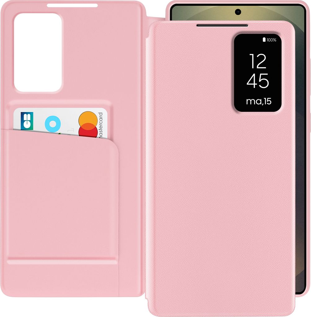 Avizar, Fenster Etui für Samsung Galaxy S25 Ultra mit Klappkartenhalter, Rosa