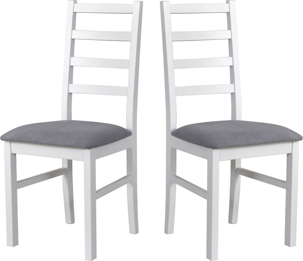 Esszimmerstuhl, Holz Eiche Massiv Stuhl Stühle Küchenstuhl - Set 2x Nilo 8 , weiss