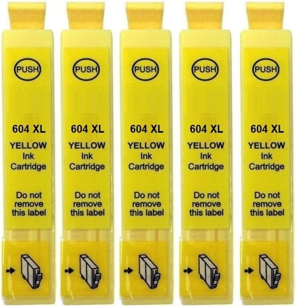 5 x kompatible Tintenpatrone 604 XL Yellow für Epson Expression Home XP-2200 2205 3200 3205 4200 4205 WorkForce WF-2910 2930 2935 2950