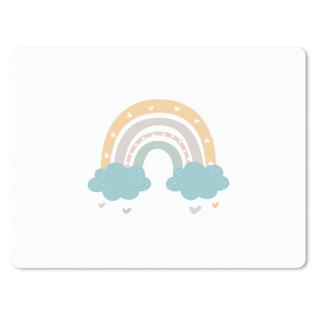 MuchoWow Mauspad Mousepad Regenbogen - Herzen - Wolken - Punkte - Pastell - Kinder 23x19 cm - Mousepads - Maus Mat - Pad - Mausunterlage - Schrei...
