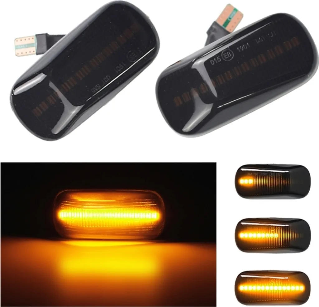 2pcs per Honda Civic 2001-2015 auto dinamica LED parafango luce laterale 34301-S5H-T02 (nero trasparente)