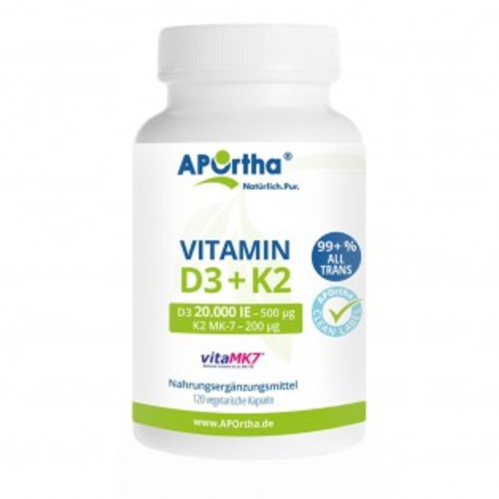 Vitamin D3 20.000 I.E.+K2 Vitamk7 200 μg Kapseln 120 St Produktbild 