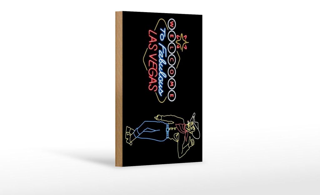 Holzschild Reklame 12x18 cm Welcome to Fabulous Las Vegas Cowboy Deko Schild