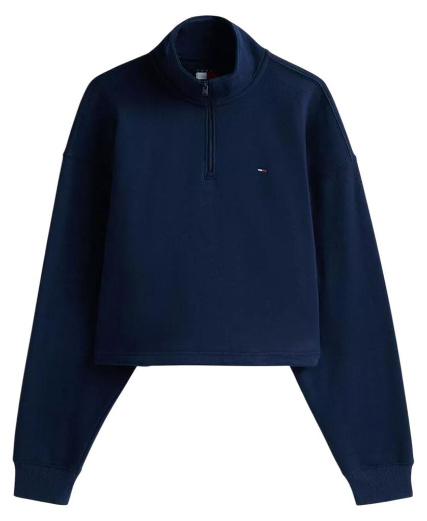 Tommy Jeans - Kurzes Sweatshirt für Damen, mit kurzem Reißverschluss, Fleece, Kastig GT17769 (40 DE) (Dunkel-Marineblau)