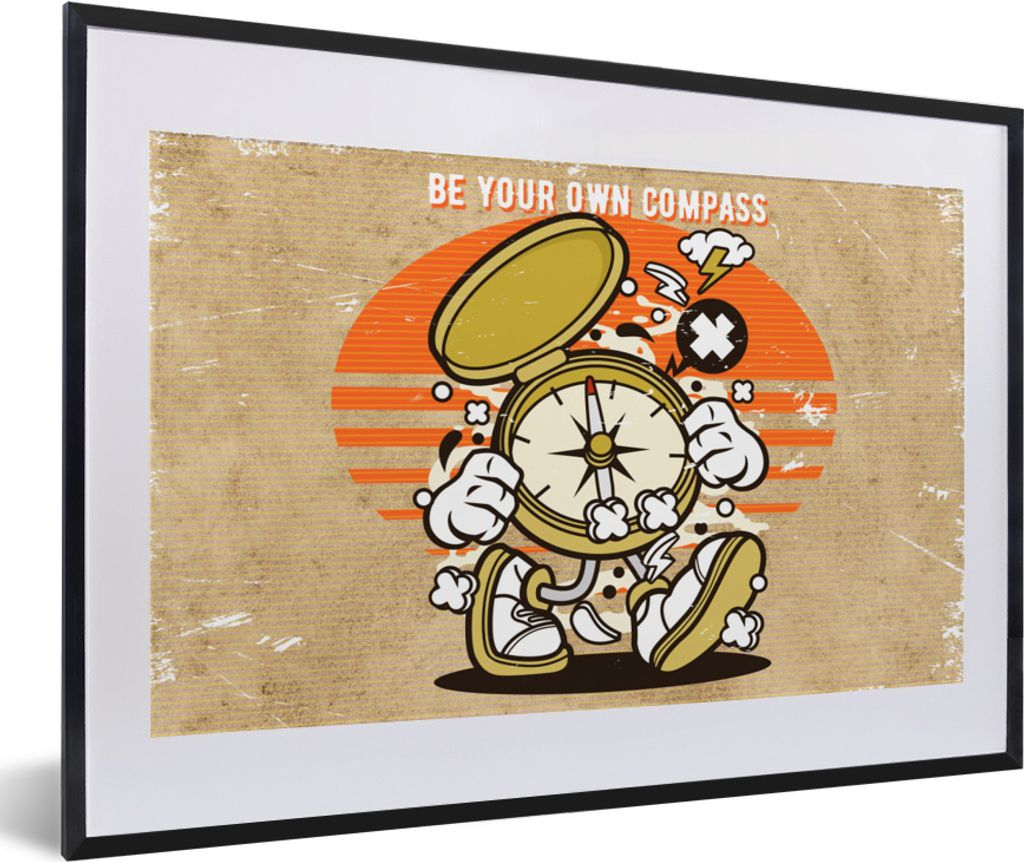 MuchoWow® MuchoWow® Gerahmtes Poster Kompass - Vintage - Produktbild 