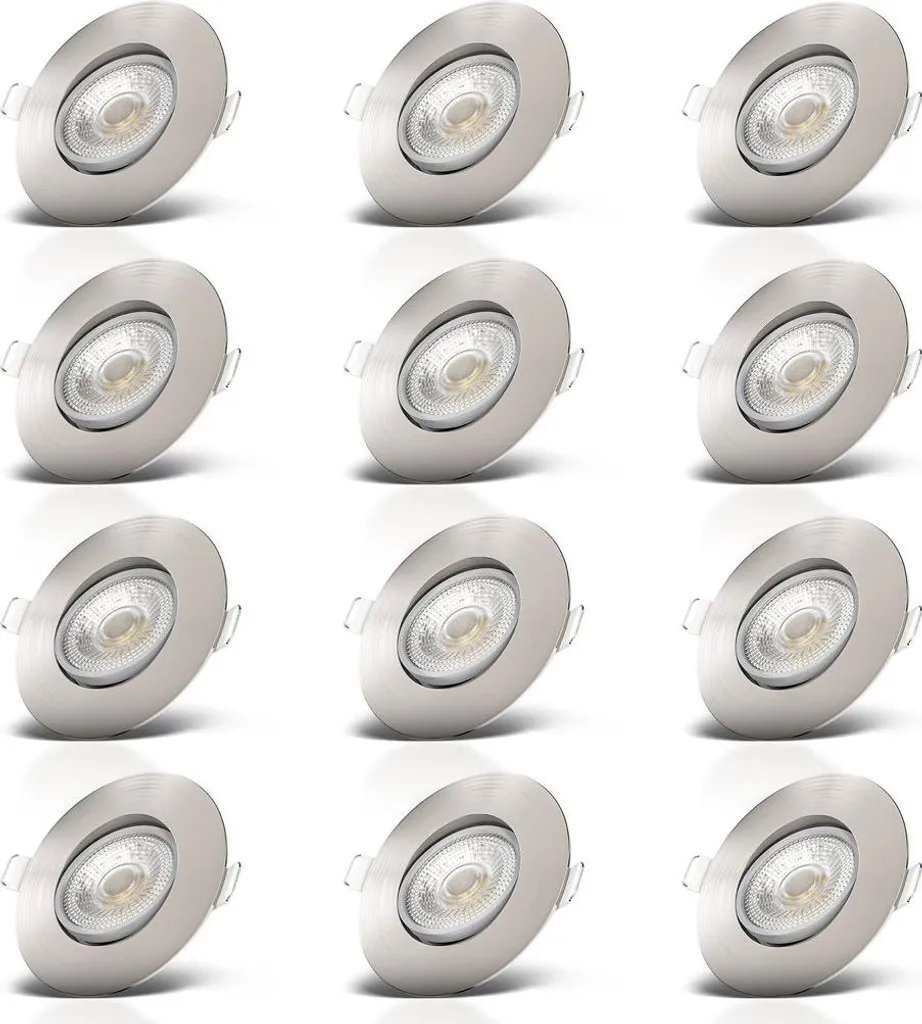 Illuminazione Design B.K.Licht: 12 Faretti LED 5W Orientabili Nichel