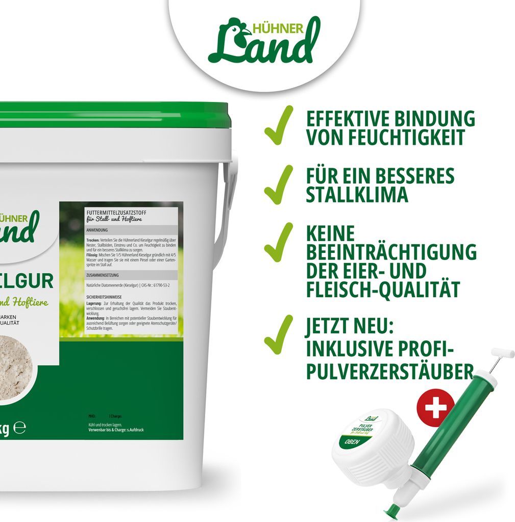 HÜHNER Land Kieselgur für Hühner 4,2kg INKLUSIVE Profi Produktbild 2