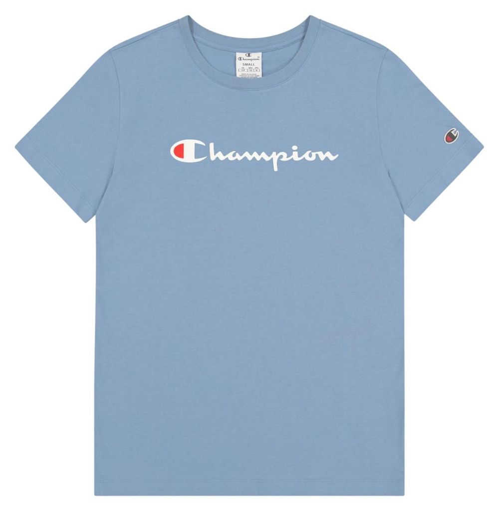Champion - T-Shirt für Damen, Ärmel mit Markenschriftzug PP10471 (XL) (Blau)
