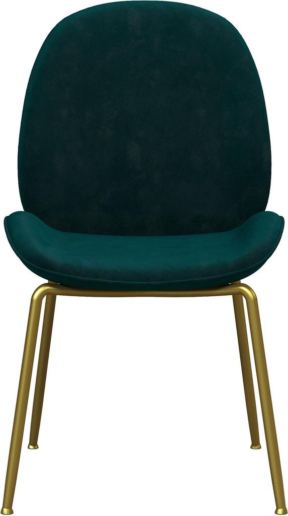 Gepolsterter Esszimmerstuhl in Samtgrün