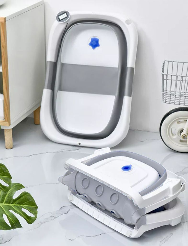 Primabobo Faltbare Babybadewanne mit Badekissen und Produktbild 7