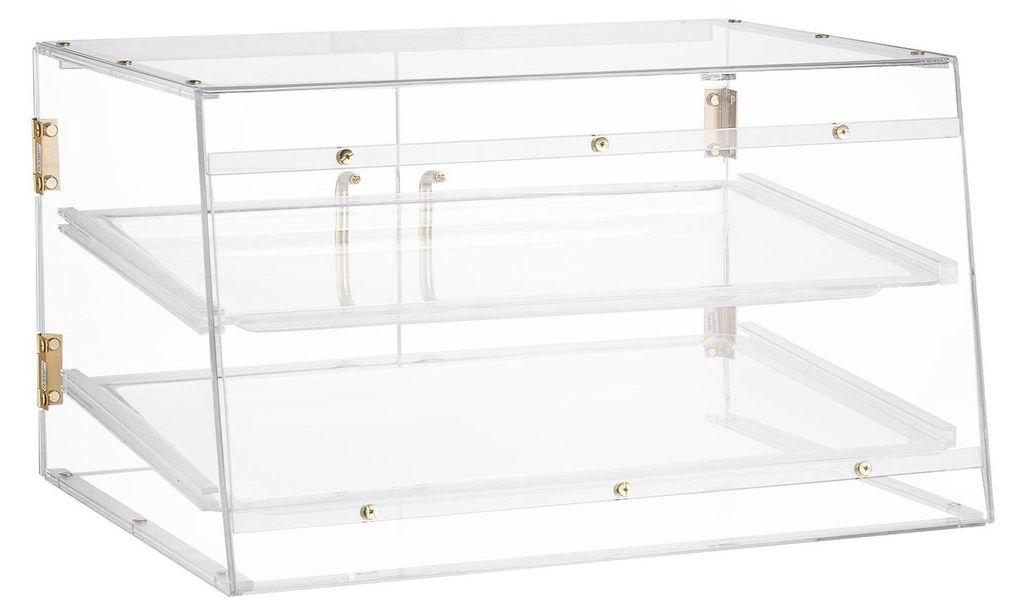Bakery Display Case, 2-Tier Commercial Countertop Pastry Display Case, Clear Acrylic Bread Box for Kitchen, Party Cake Cabinet with Magnetic Rear D...