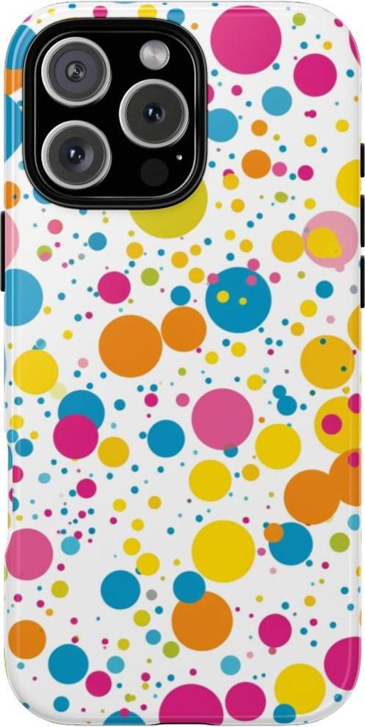 Bunte Punkte auf Weiß – Hülle Kompatibel mit iPhone 16 Pro Max