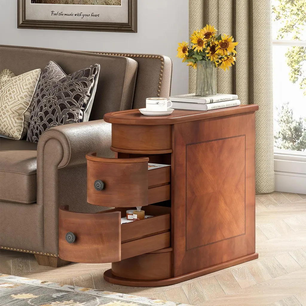 Petite table d'appoint pour espaces restreints avec tiroir et roues - 3