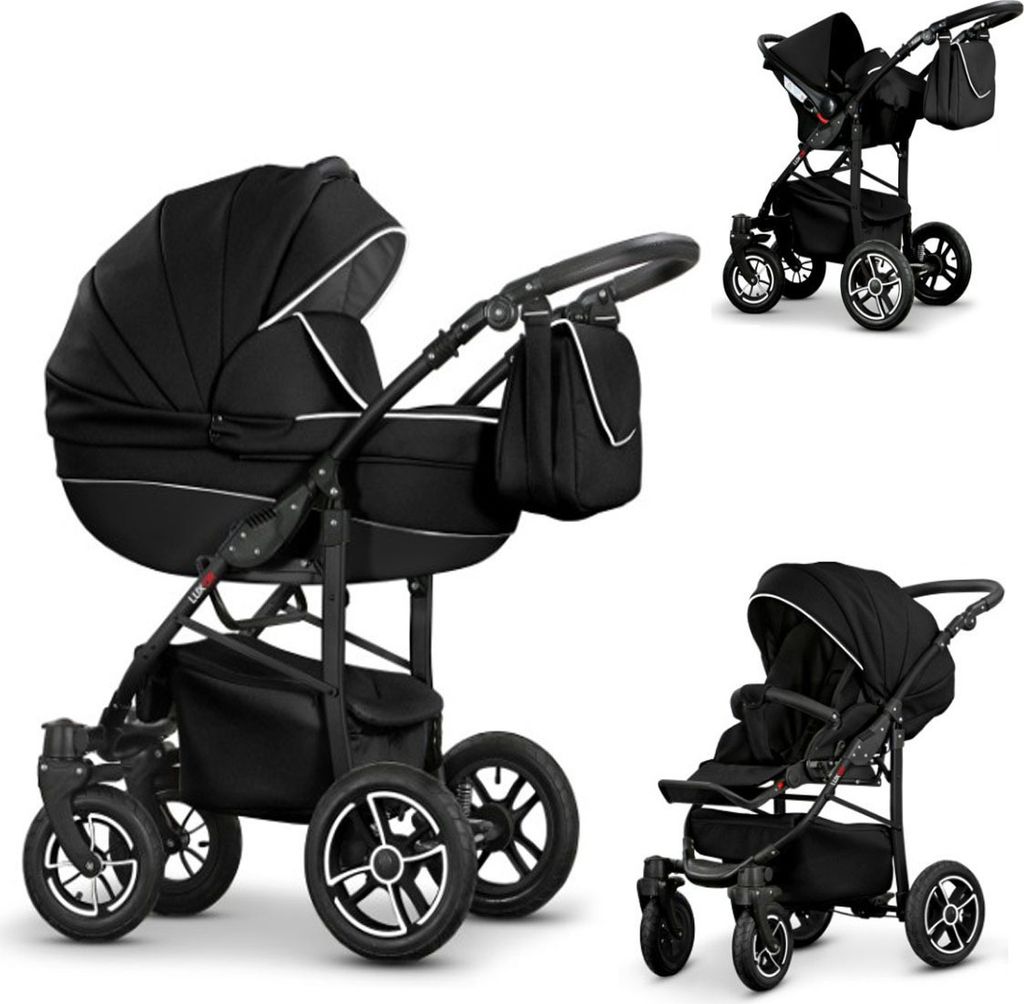 Kinderwagen-Set Craft Eco 4 in 1 in Schwarz-weißer Streifen - 16 Teile - in 16 Farben erhältlich