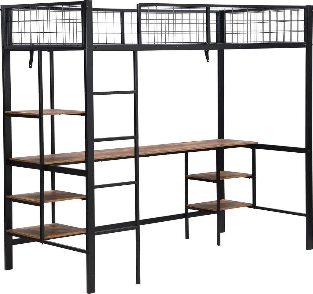 Lit Haut Combiné 90x200 avec Poste de Travail et Rangement Intégré - 7