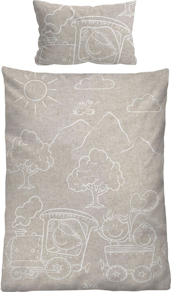 Biberna Kinder-Bettwäsche beige 1x 100x135 cm + 1x 40x60 cm