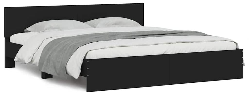 vidaXL Bettgestell mit Kopfteil Schwarz 160x200 cm Produktbild 