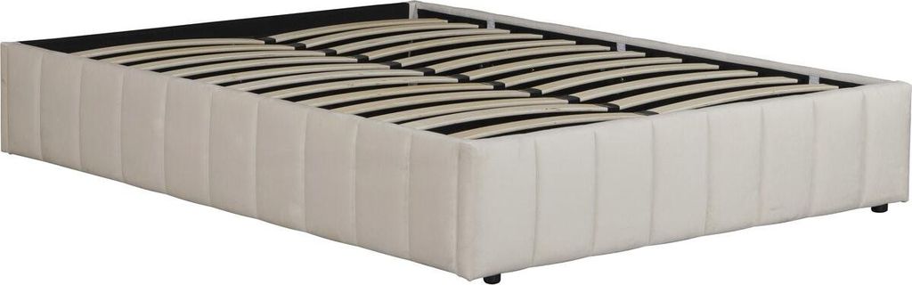 Lit double en velours avec coffre "Meribel" - Beige - 140 x Image du produit 