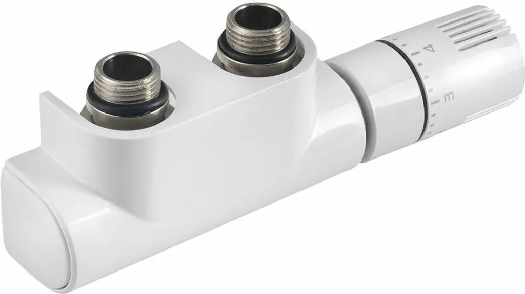 Raccord central blanc pour vanne de radiateur thermostatique Aqualine