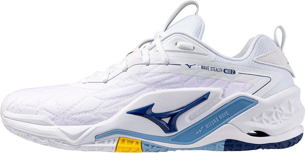 MIZUNOWAVE STEALTH NEO 2, White/Bellwether Blue/Bel Air Blue, 50.0