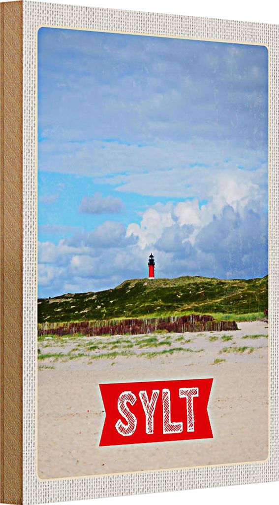 Holzschild Reise 20x30cm Sylt Insel Deutschland Leuchtturmm