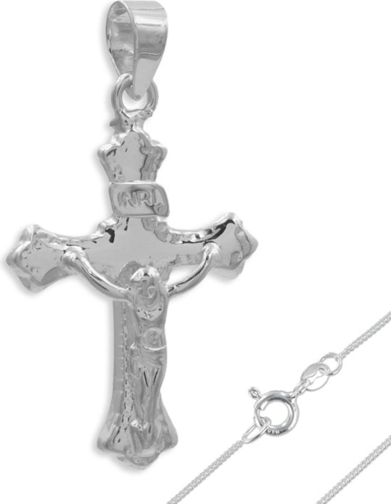 Kreuz Kette Silber 925 Kruzifix Anhänger + 38 cm Kette