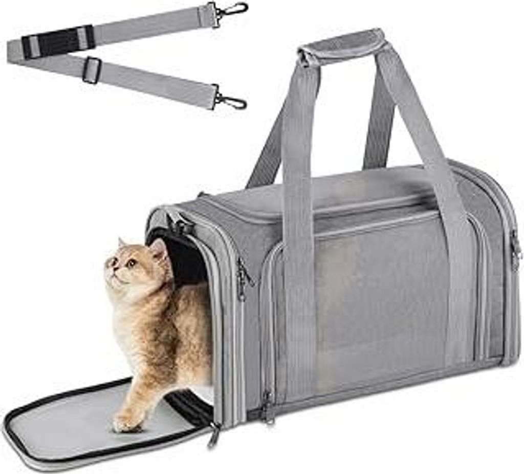 Hundebox faltbar, Hundetransportbox, Transporttasche für Katze Hund für Reise Auto Flugzeug, Leicht Atmungsaktiv Tragebox für Kleine&Mittelgroß...