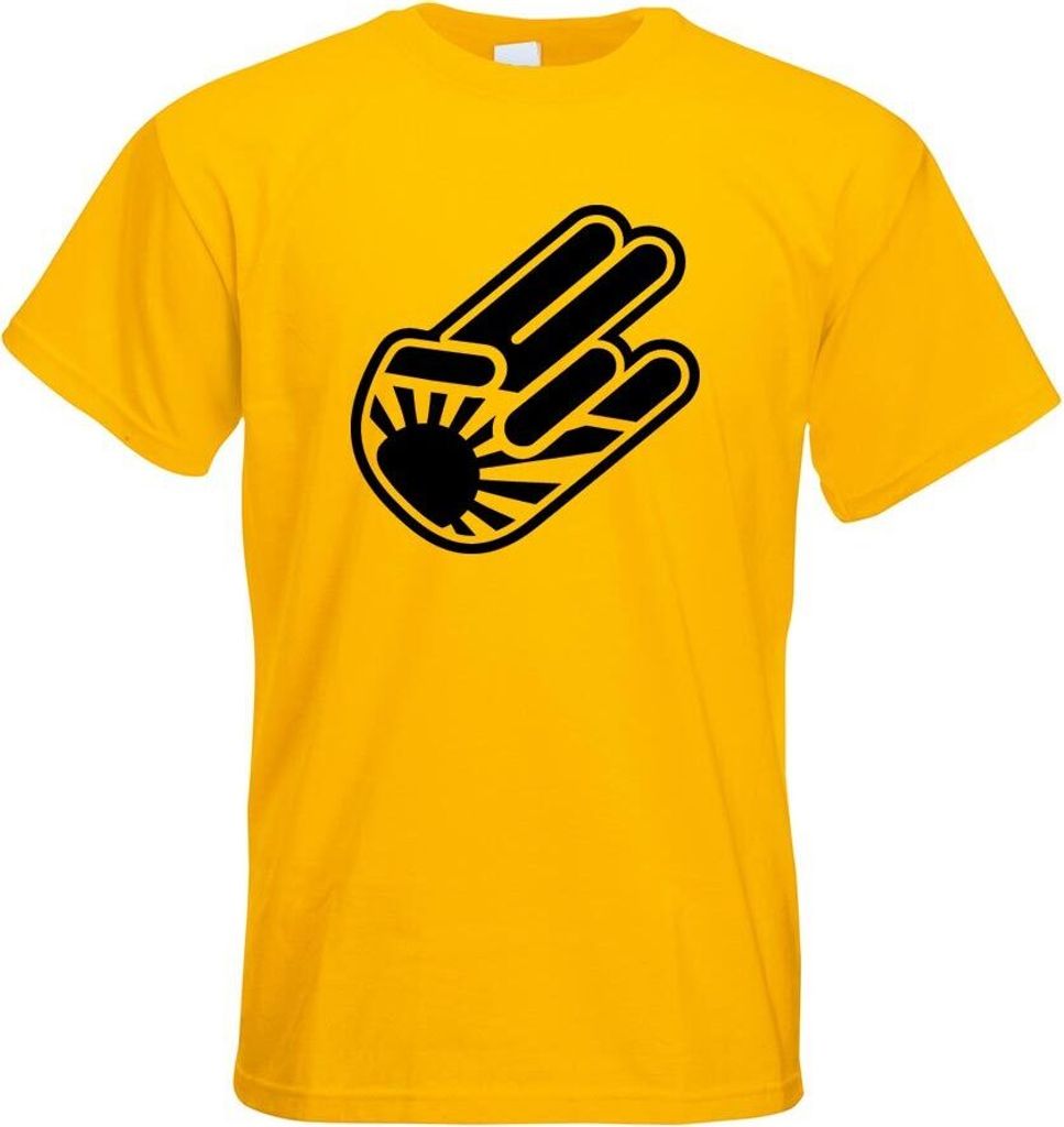 Kiwistar - T-Shirt - gelb - kleine Japan Shocker Hand Herren Funshirt Bedruckt Design Sprüche Spruch Motive - mit Motiv Bedruckt - Funshirt Design...
